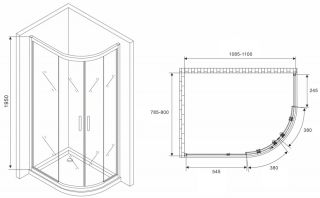 Душевой уголок ABBER Schwarzer Diamant AG01118 110x80см хром